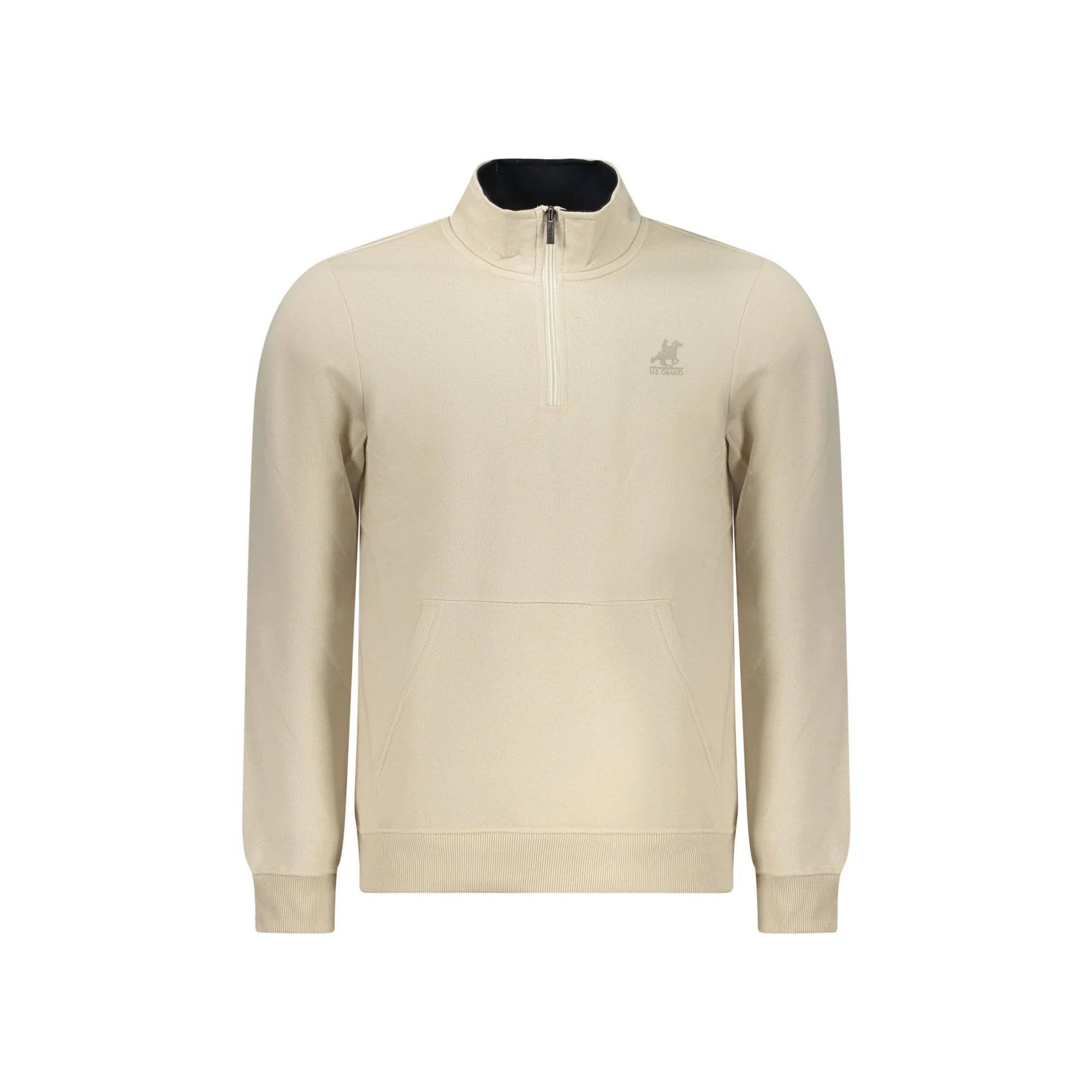 U.S. Grand Felpa Uomo Beige Mezza Zip Felpata Logo Felpe - foto prodotto